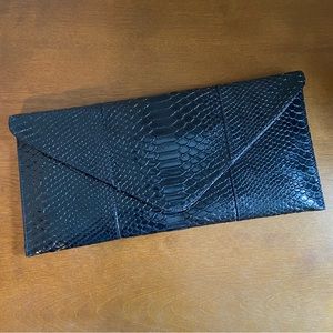 Patent Snakeskin Black Envelope clutch